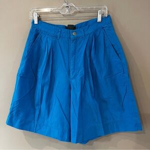 VTG 90s Pleated Baggy‎ Mom Shorts Aqua Blue 10 High Rise Midweight Cotton